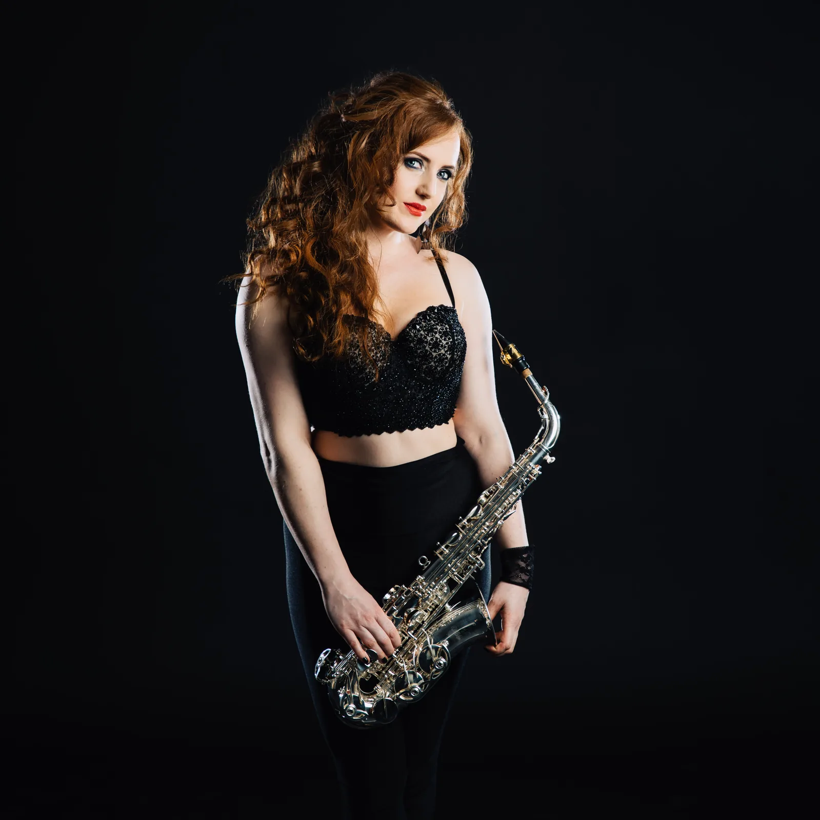 Female sax player in London