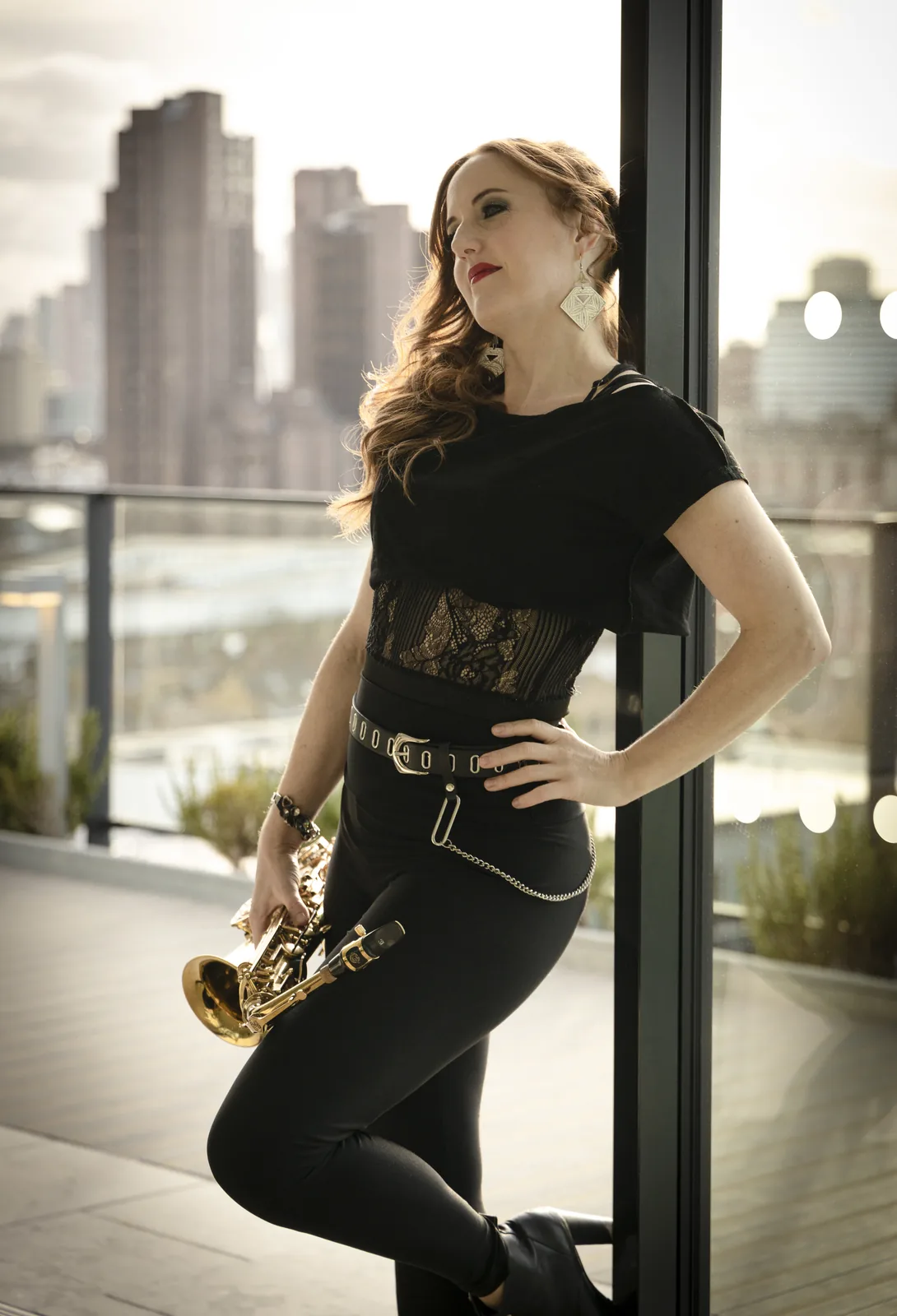 Sarah Saxophone performing live on stage in London