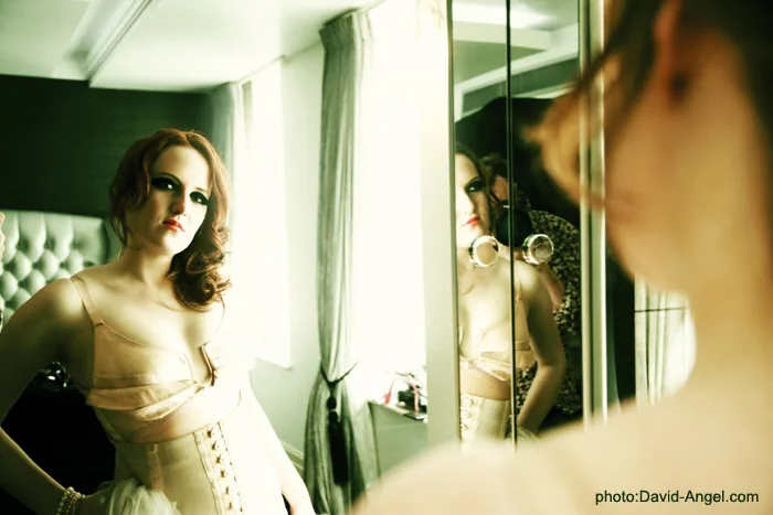 Saxophone player London hire portrait in a mirror