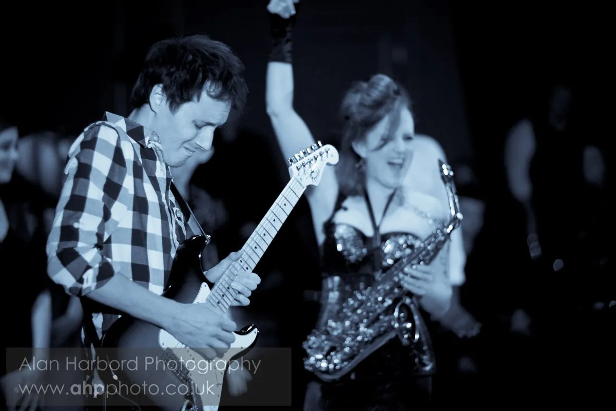 Sarah Saxophone performing live with her band in London
